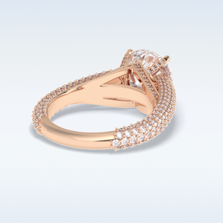 3.0 CT Pave Engagement Ring Featuring Round Moissanite