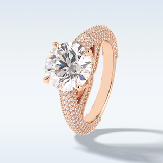 3.0 CT Pave Engagement Ring Featuring Round Moissanite