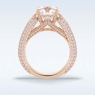 3.0 CT Pave Engagement Ring Featuring Round Moissanite