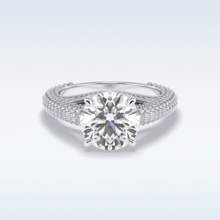 3.0 CT Pave Engagement Ring Featuring Round Moissanite