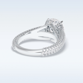 3.0 CT Pave Engagement Ring Featuring Round Moissanite