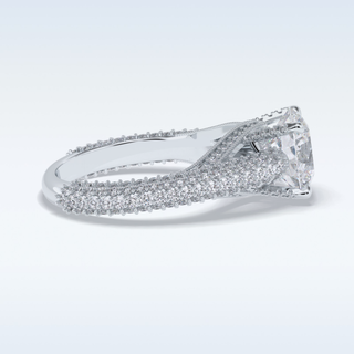 3.0 CT Pave Engagement Ring Featuring Round Moissanite