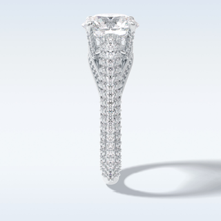 3.0 CT Pave Engagement Ring Featuring Round Moissanite