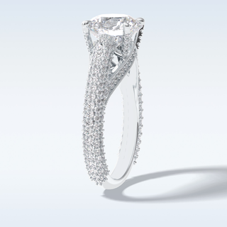 3.0 CT Pave Engagement Ring Featuring Round Moissanite