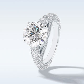 3.0 CT Pave Engagement Ring Featuring Round Moissanite