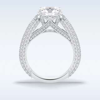 3.0 CT Pave Engagement Ring Featuring Round Moissanite