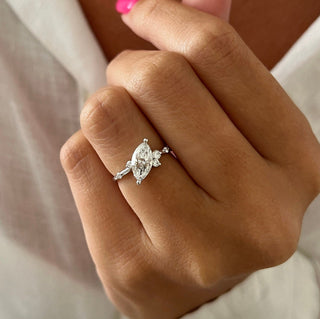 Marquise Cluster Engagement Ring – 1 CT Lab Grown Diamond