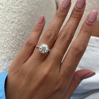 Round Halo, Pave & Split Shank Engagement Ring – 1.93 CT Lab Grown Diamond