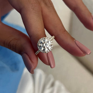 Round Halo, Pave & Split Shank Engagement Ring – 1.93 CT Lab Grown Diamond