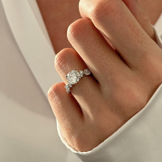 Round Halo, Pave & Split Shank Engagement Ring – 1.93 CT Lab Grown Diamond