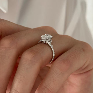 Round Halo, Pave & Split Shank Engagement Ring – 1.93 CT Lab Grown Diamond