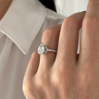 Round Halo, Pave & Split Shank Engagement Ring – 1.93 CT Lab Grown Diamond
