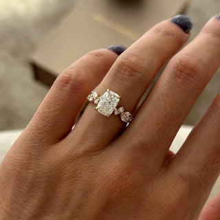 Elongated Cushion Cluster Engagement Ring – 2 CT Lab Grown Diamond