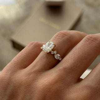 Elongated Cushion Cluster Engagement Ring – 2 CT Lab Grown Diamond