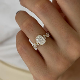 Elongated Cushion Cluster Engagement Ring – 2 CT Lab Grown Diamond