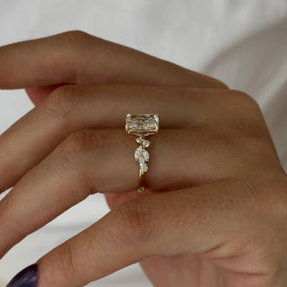 Elongated Cushion Cluster Engagement Ring – 2 CT Lab Grown Diamond