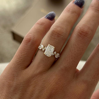 Elongated Cushion Cluster Engagement Ring – 2 CT Lab Grown Diamond