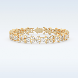 Moissanite Floral Style Bracelet in Solid Gold – 14K | 18K Yellow, White & Rose Gold 4
