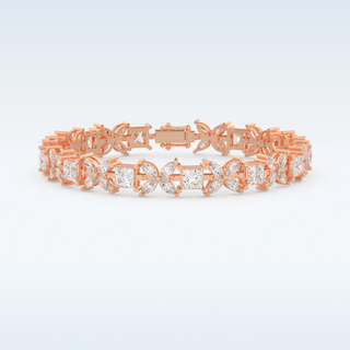Moissanite Floral Style Bracelet in Solid Gold – 14K | 18K Yellow, White & Rose Gold 7