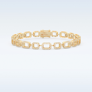 Moissanite Chain Linked Tennis Style Bracelet in Solid Gold – 14K | 18K Yellow, White & Rose Gold) 4