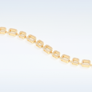 Moissanite Chain Linked Tennis Style Bracelet in Solid Gold – 14K | 18K Yellow, White & Rose Gold) 5