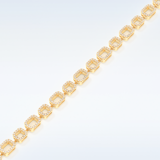Moissanite Chain Linked Tennis Style Bracelet in Solid Gold – 14K | 18K Yellow, White & Rose Gold) 6