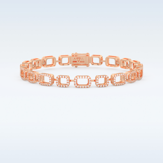 Moissanite Chain Linked Tennis Style Bracelet in Solid Gold – 14K | 18K Yellow, White & Rose Gold) 7
