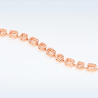 Moissanite Chain Linked Tennis Style Bracelet in Solid Gold – 14K | 18K Yellow, White & Rose Gold) 8