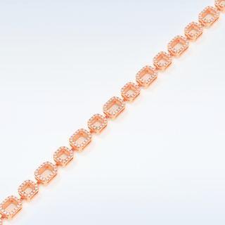 Moissanite Chain Linked Tennis Style Bracelet in Solid Gold – 14K | 18K Yellow, White & Rose Gold) 9