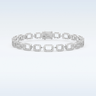 Moissanite Chain Linked Tennis Style Bracelet in Solid Gold – 14K | 18K Yellow, White & Rose Gold) 1