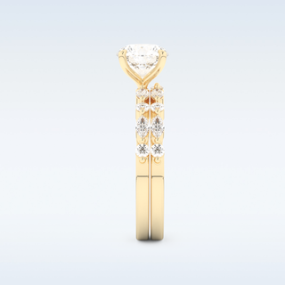 Moissanite Bridal Set – 1.29 CT Round Cut Engagement Ring with Matching Band 12