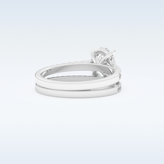 Moissanite Bridal Set – 1.09 CT Oval Cut Engagement Ring with Matching Band 3