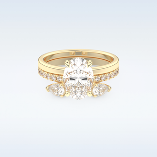 Moissanite Bridal Set – 2.12 CT Oval Cut Engagement Ring with Matching Band 7