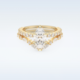 Moissanite Bridal Set – 1.08 CT Marquise Cut Engagement Ring with Matching Band 7