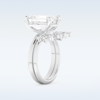 Moissanite Bridal Set – 3.71 CT Emerald Cut Engagement Ring with Matching Band 4