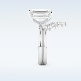 Moissanite Bridal Set – 3.71 CT Emerald Cut Engagement Ring with Matching Band 6