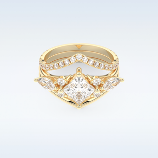 Moissanite Bridal Set – 1.04 CT Princess Cut Engagement Ring with Matching Band 7