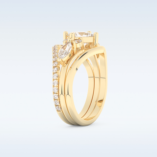 Moissanite Bridal Set – 1.04 CT Princess Cut Engagement Ring with Matching Band 10