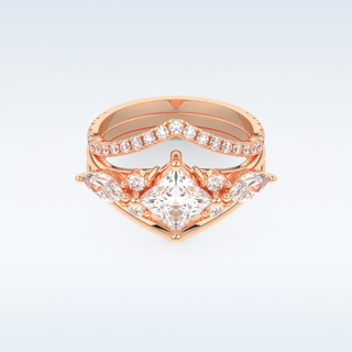 Moissanite Bridal Set – 1.04 CT Princess Cut Engagement Ring with Matching Band 13
