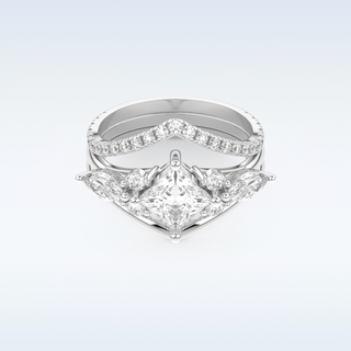 Moissanite Bridal Set – 1.04 CT Princess Cut Engagement Ring with Matching Band 1