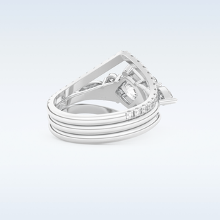 Moissanite Bridal Set – 1.04 CT Princess Cut Engagement Ring with Matching Band 3