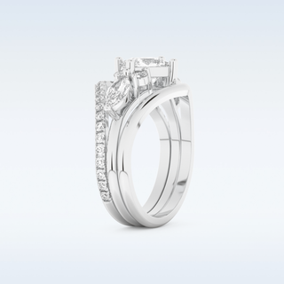 Moissanite Bridal Set – 1.04 CT Princess Cut Engagement Ring with Matching Band 4
