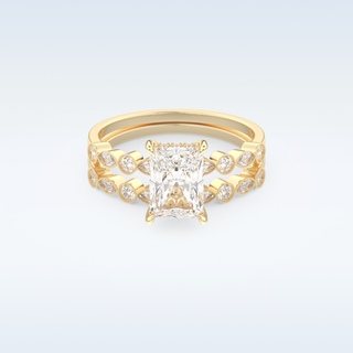 Moissanite Bridal Set – 1.56 CT Radiant Cut Engagement Ring with Matching Band 7