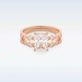 Moissanite Bridal Set – 1.56 CT Radiant Cut Engagement Ring with Matching Band 13