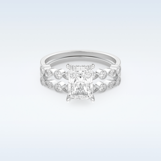 Moissanite Bridal Set – 1.56 CT Radiant Cut Engagement Ring with Matching Band 1