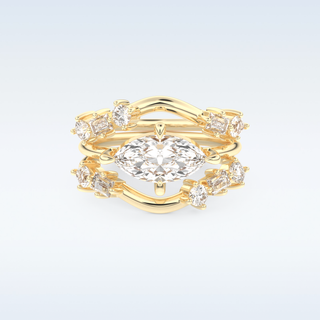 Moissanite Bridal Set – 1.08 CT Marquise Cut Engagement Ring with Matching Band 7