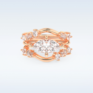 Moissanite Bridal Set – 1.08 CT Marquise Cut Engagement Ring with Matching Band 13