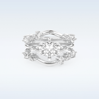 Moissanite Bridal Set – 1.08 CT Marquise Cut Engagement Ring with Matching Band 1