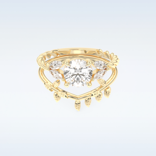Moissanite Bridal Set – 1.08 CT Round Cut Engagement Ring with Matching Band 7