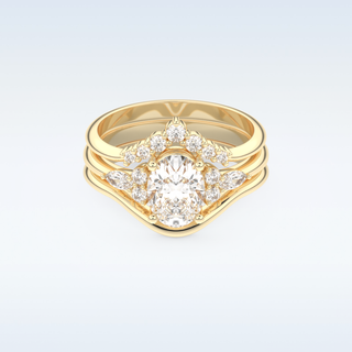 Moissanite Bridal Set – 1.18 CT Oval Cut Engagement Ring with Matching Band 7